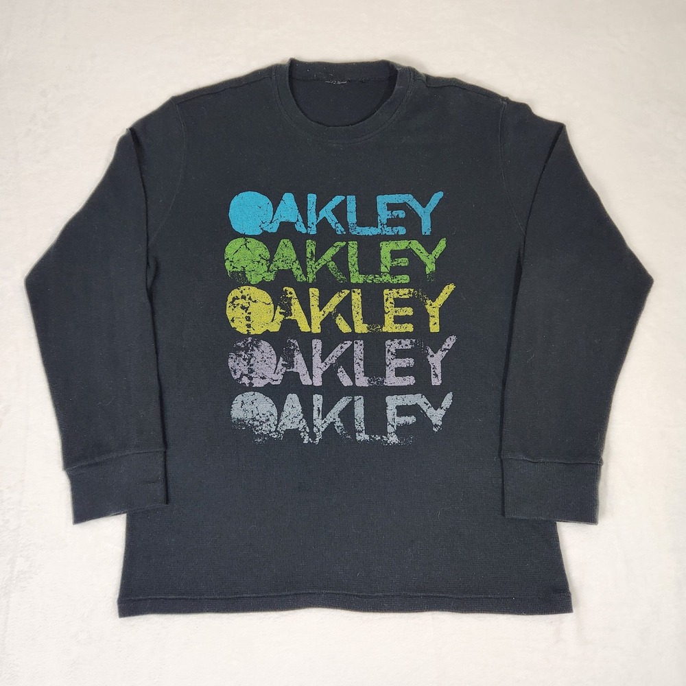 Oakley Mens Black Long Sleeve Waffle Knit Thermal Logo Shirt Fall 2009 452120ORT